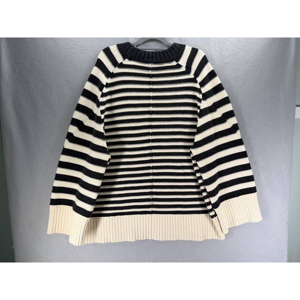Anthropologie Maeve Chandler Sweater Womens XL Black Cream Boxy Minimalist Chic - Picture 5 of 14